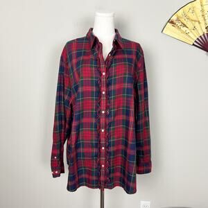 ralph lauren red plaid cottagecore rustic preppy academia ruffle shirt top